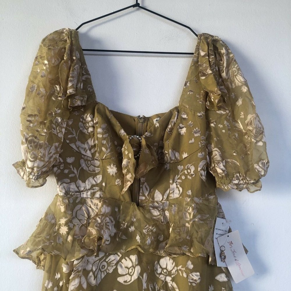 For Love & Lemons Cosmo Mini Dress Mustard Yellow - Picture 7 of 8